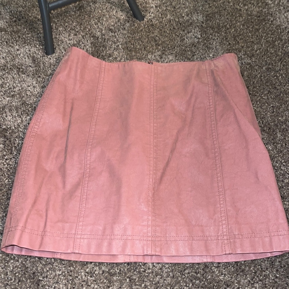 Free people pink leather skirt